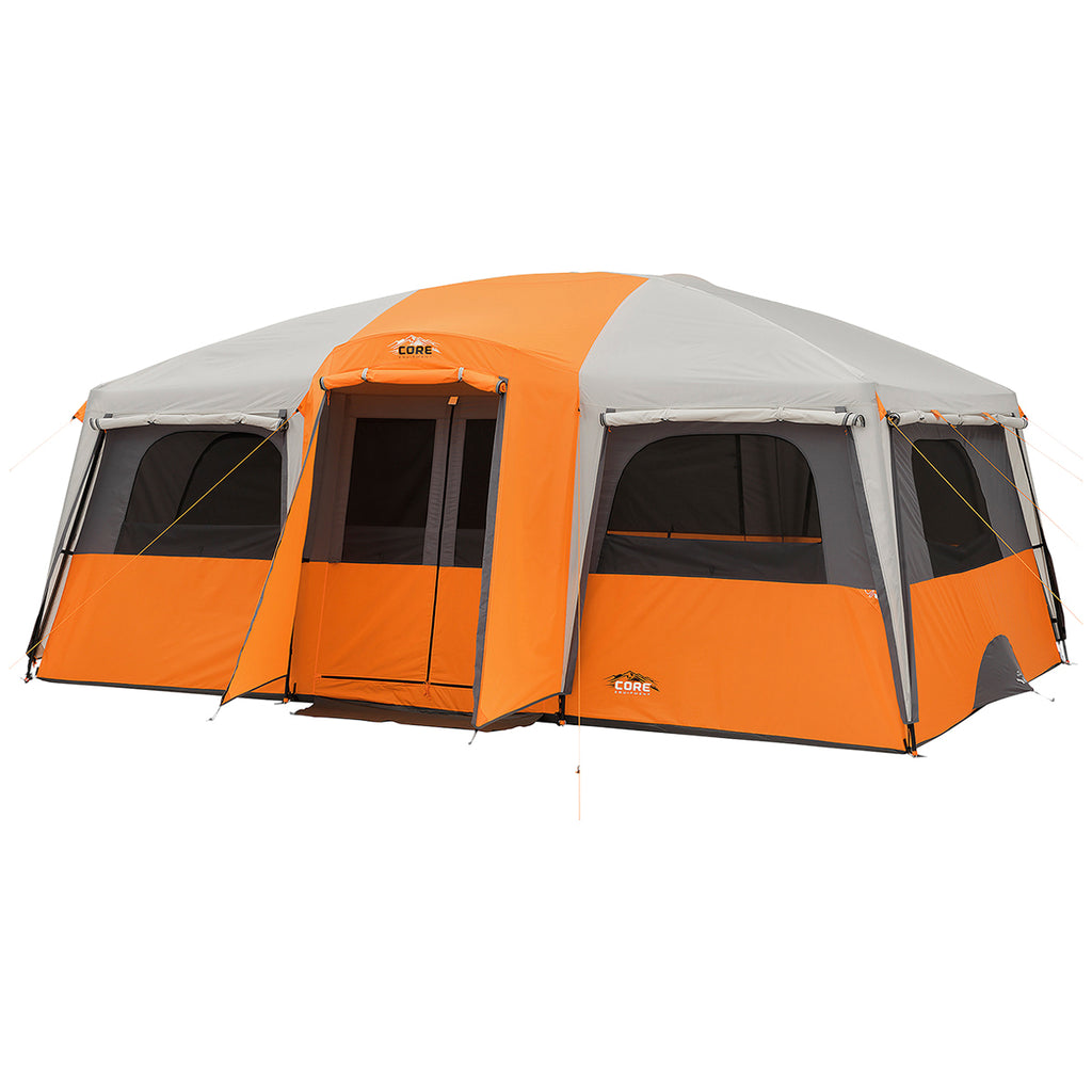 CORE 10 Person Straight Wall Cabin Tent Orange